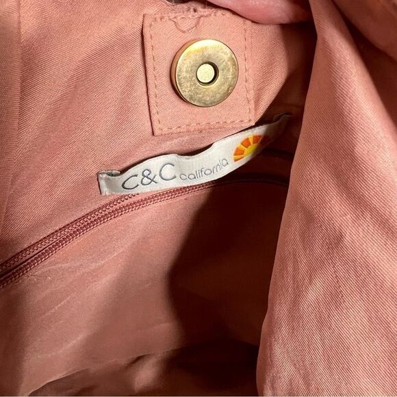 C & C California blush pink woven macrame tote bag - Picture 6 of 11